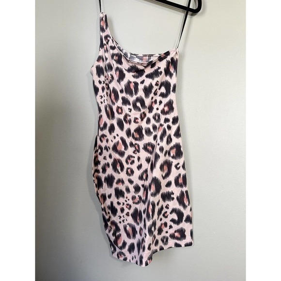 Kardashian Kollection Asymmetrical Leopard Dress S‎ leopard knee length #522 - Picture 6 of 12